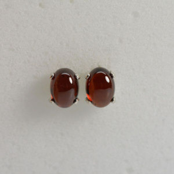 Garnet earrings stud - Sterling Silver Cabochons - Picture 4 of 7